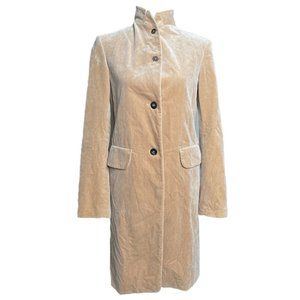 Jil Sander crushed velvet tan long coat jacket size 36 /US 6